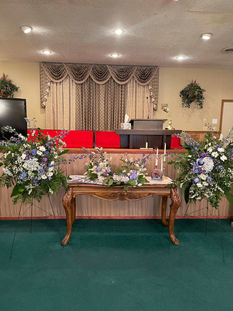 Memorial Florals around Urn/Photo Frame