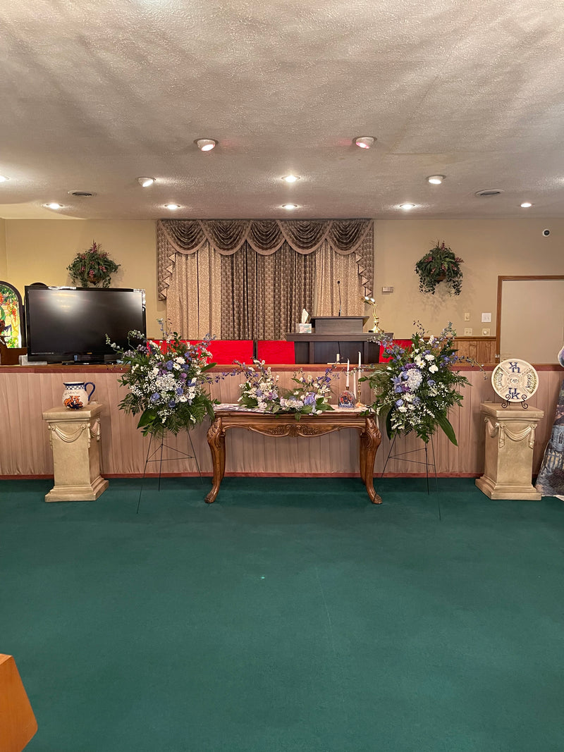 Memorial Florals around Urn/Photo Frame