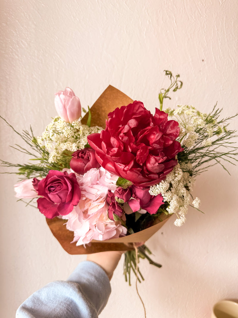 Mix of Pinks- Wrapped Bouquet - Luxury Flowers