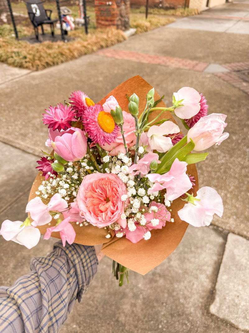 Mix of Pinks- Wrapped Bouquet
