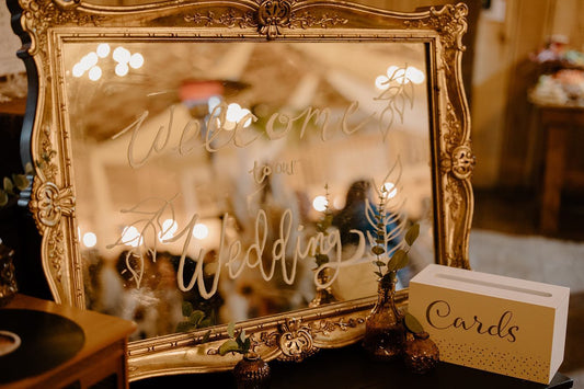 Gold Antique Mirror Welcome Sign Rental