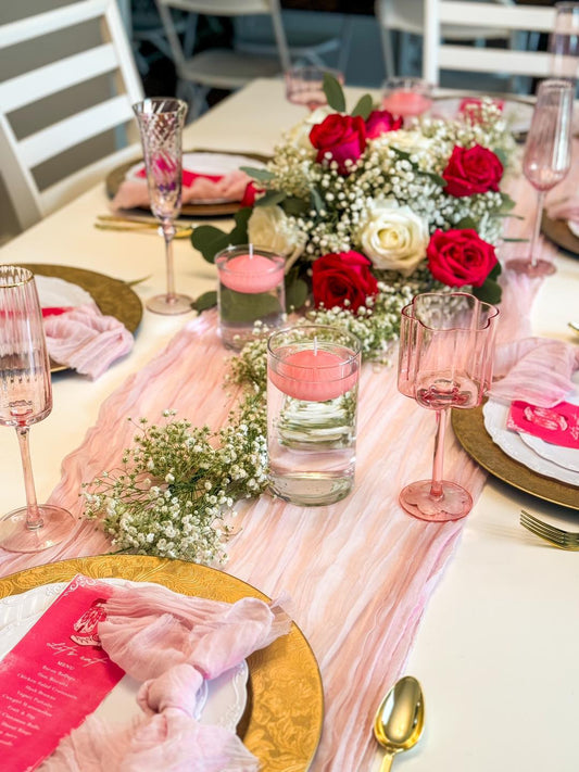 Baby Pink Cheese Cloth Runner Rental