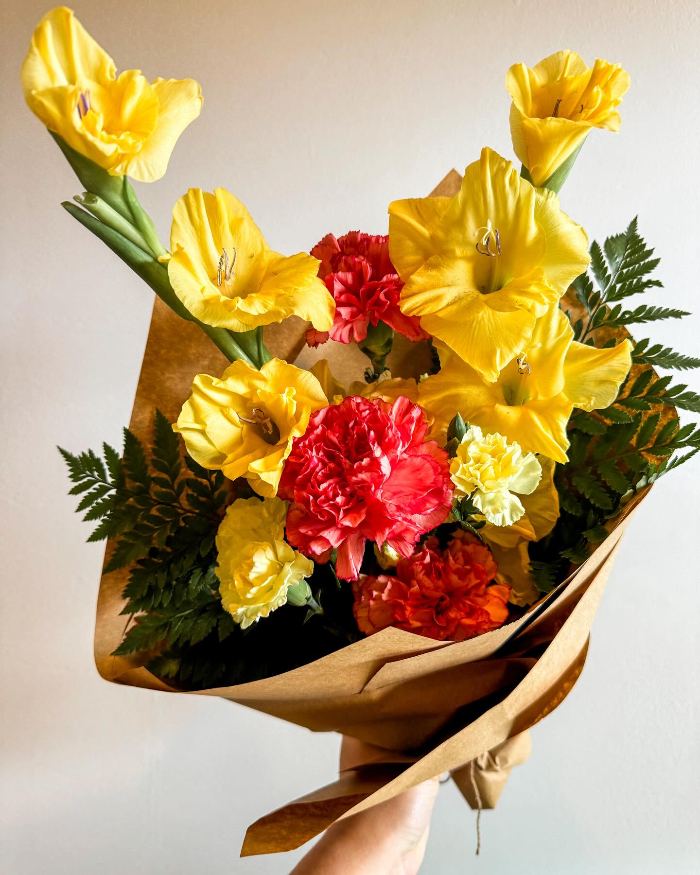 Designer Choice wrapped bouquet- yellows