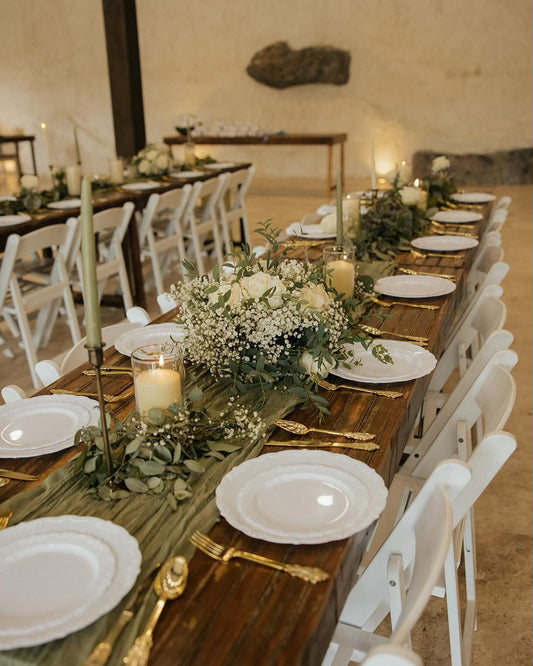 Sage Green Cheese Cloth Runner Rental