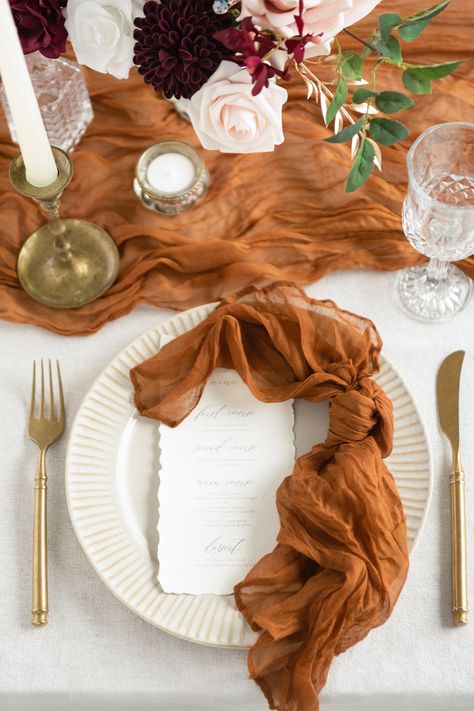 Burnt Orange Cheese Cloth Napkin Rental