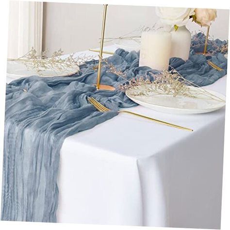 Dusty Blue Cheese Cloth Runner Rental