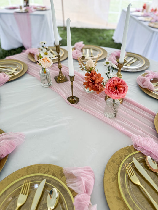 Baby Pink Cheese Cloth Runner Rental