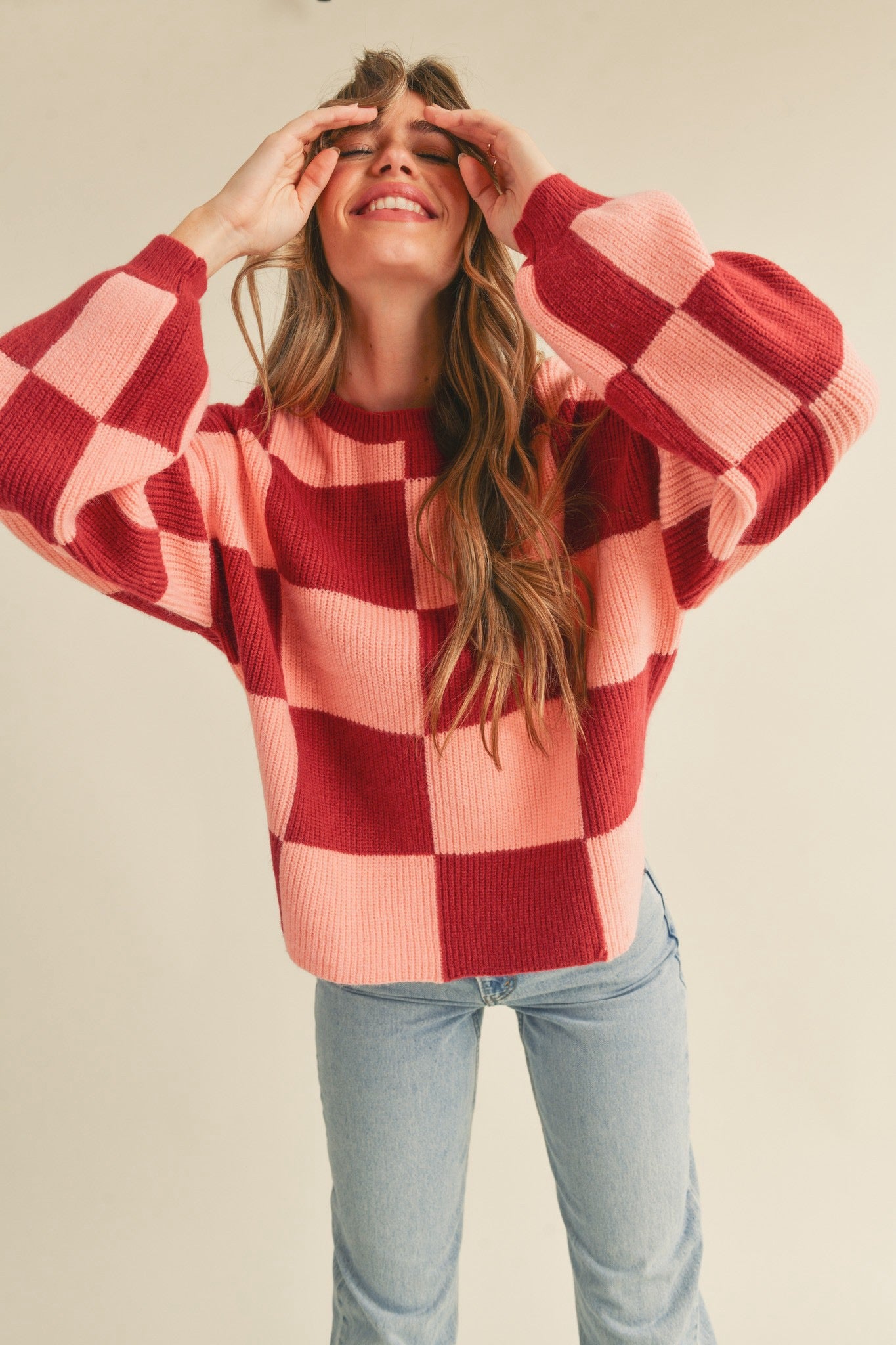 OVERSIZED CHECKERED PULLOVER SWEATER