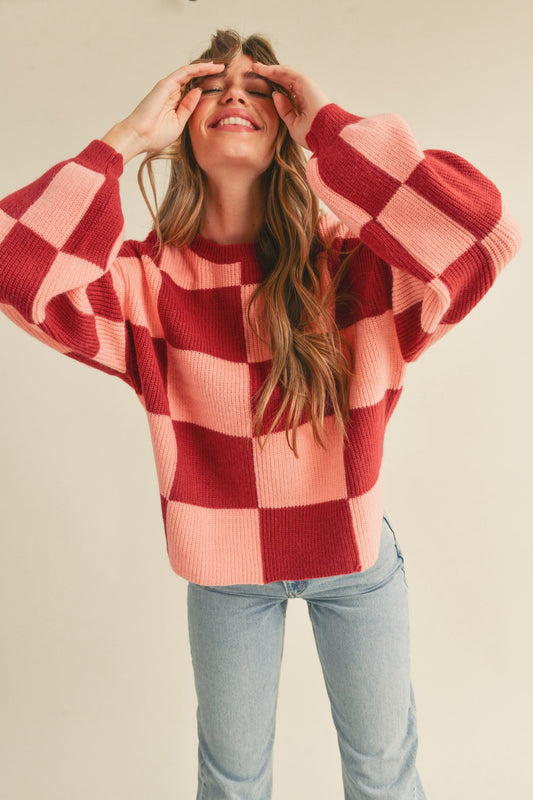 OVERSIZED CHECKERED PULLOVER SWEATER